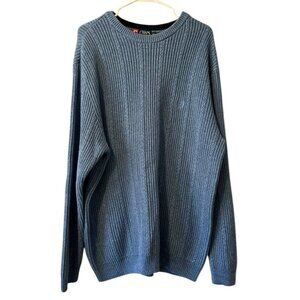 Chaps Sweater Men Large Blue Pullover Sweater Casual Crewneck Knit Preppy Modern